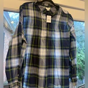 NWT J. Crew Blue and Green Plaid Casual Shirt